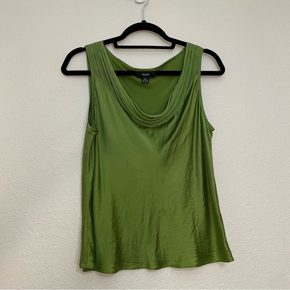 Alfani Chartreuse Silk Cowl Neck Top